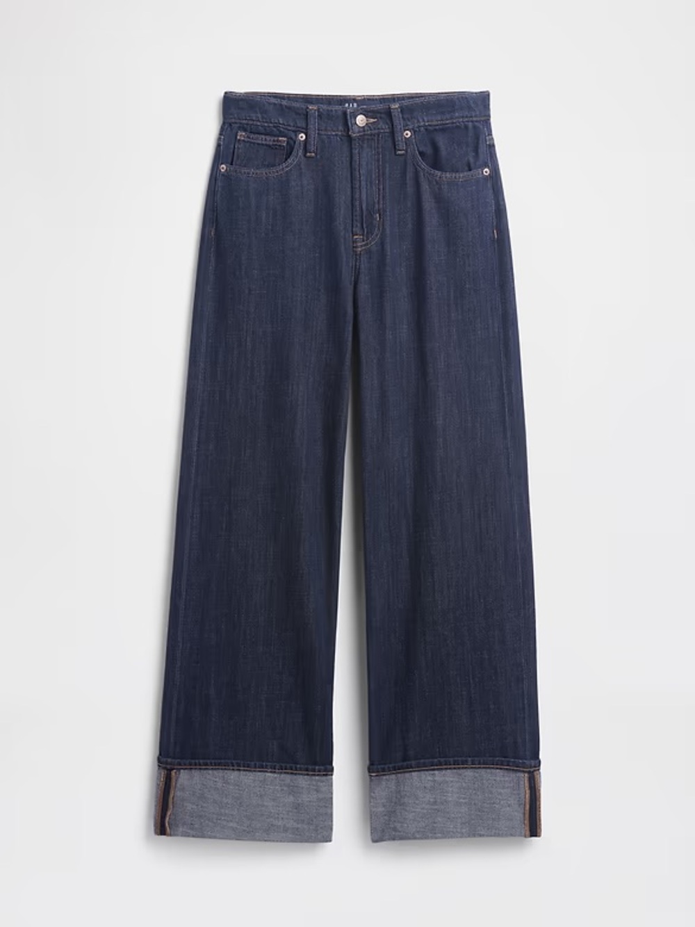 GAP Jeans High Rise Wide-Leg Cuffed Indigo Wash Zip Fly size 10/30 Long NWT